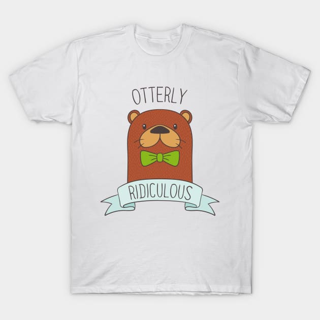 Otter Ridiculous Cute Animal Lover Banner Bowtie T-Shirt by Mellowdellow